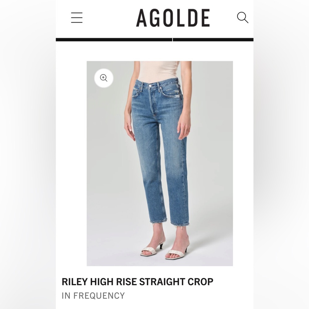 EUC Agolde High Rise cropped Riley Jeans size 28